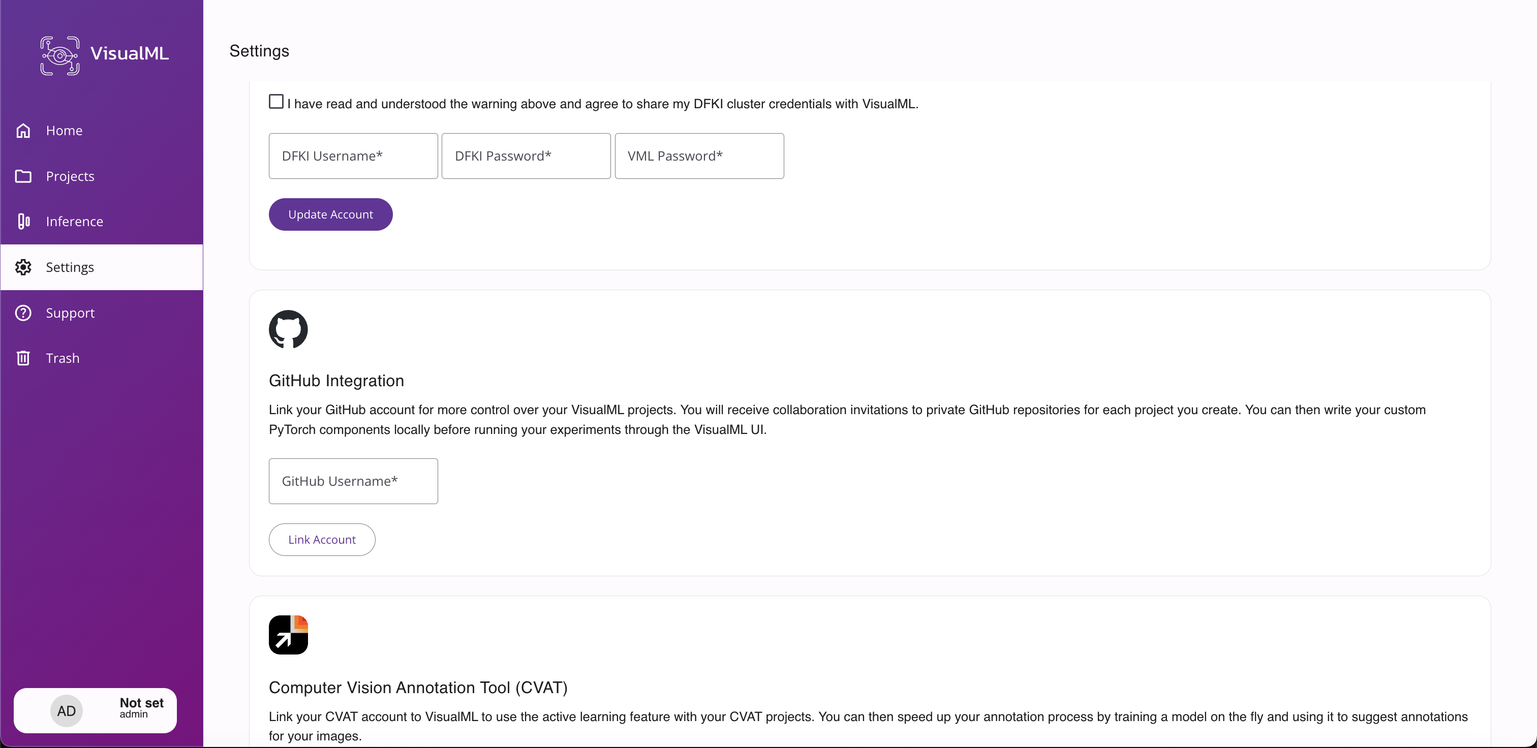 User Interface for GitHub Integration